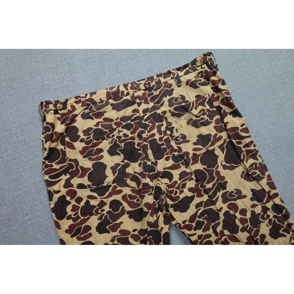 Vintage Camo Pants Mens 38x30 Brown Camo Canvas Hunting Outdoor